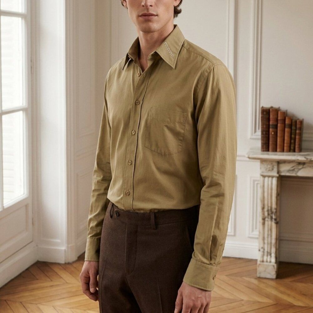 Vintage Moschino Jeans Olive Button Up Shirt - Made in Italy - Size Medium